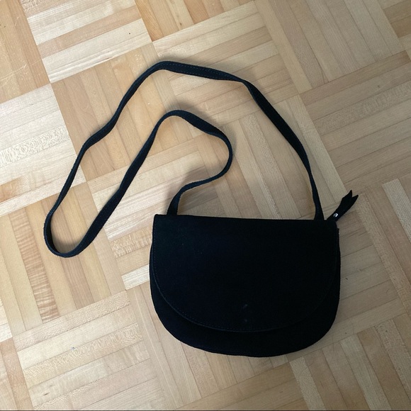 Urban Outfitters double pouch black suede cross body bag / purse - Picture 9 of 16